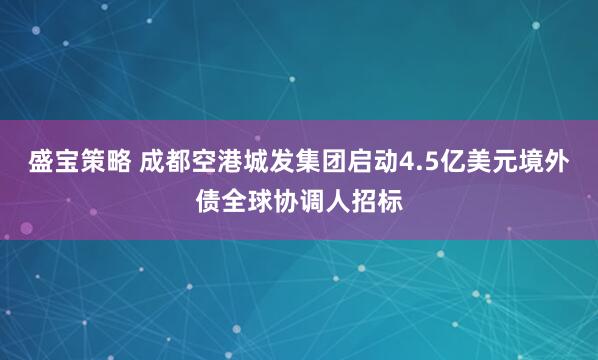 盛宝策略 成都空港城发集团启动4.5亿美元境外债全球协调人招标