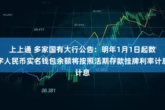 上上通 多家国有大行公告：明年1月1日起数字人民币实名钱包余额将按照活期存款挂牌利率计息